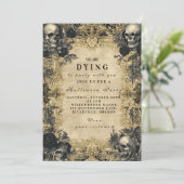 Baroque Skull Gothic Halloween Soirée Einladung (Stehend Vorderseite)