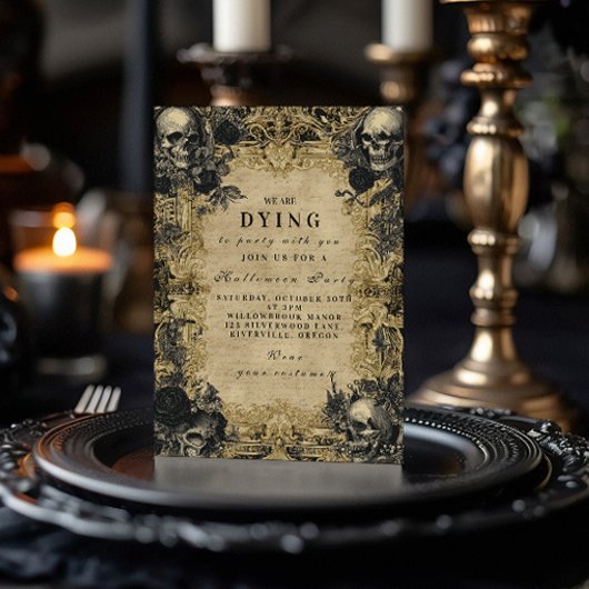 Baroque Skull Gothic Halloween Soirée Einladung