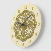 Baroque Style Brass Circle Medallion Clock Cream Große Wanduhr (Winkel)