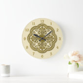 Baroque Style Brass Circle Medallion Clock Cream Große Wanduhr (Zuhause)