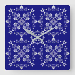 Baroque style pattern.Christmas motif. Quadratische Wanduhr