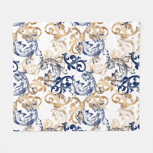 Baroque-Style Retro Classic Pattern Fleecedecke (Vorderseite (Horizontal))
