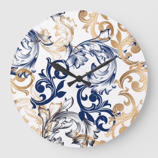 Baroque-Style Retro Classic Pattern  Große Wanduhr (Vorderseite)