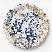 Baroque-Style Retro Classic Pattern  Pappteller (Vorderseite)