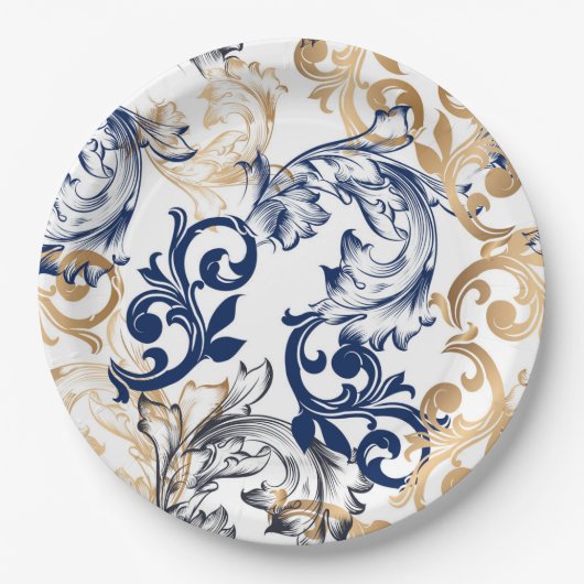 Baroque-Style Retro Classic Pattern  Pappteller (Vorderseite)