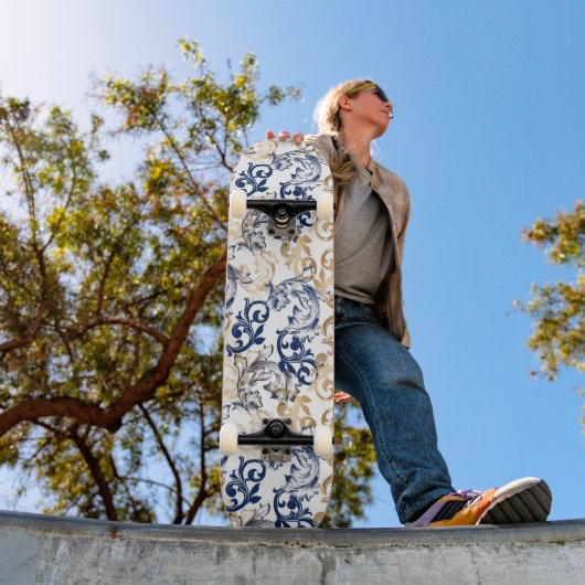 Baroque-Style Retro Classic Pattern  Skateboard (Außen 1)