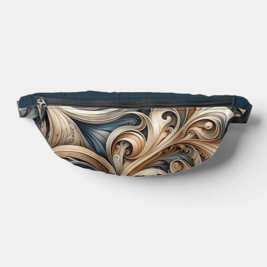 Baroque Swirl Pattern in Blue & Gold Bauchtasche (Ablage )