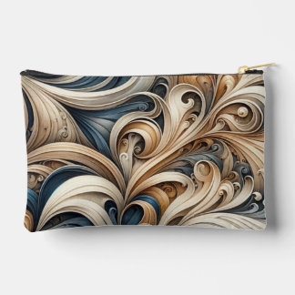 Baroque Swirl Pattern in Blue & Gold Zubehörtasche