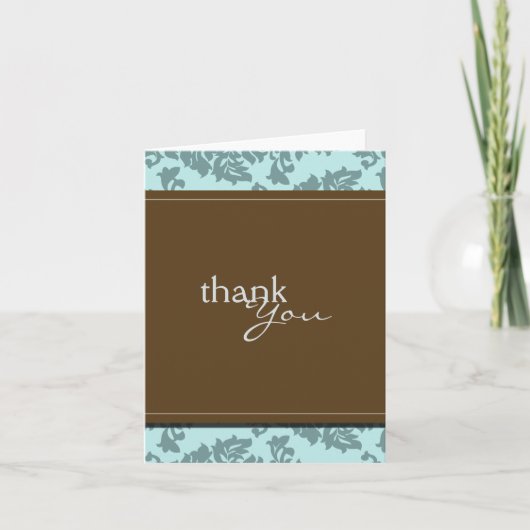 Baroque Vintag Aqua Blue Danke Karte (Vorderseite)
