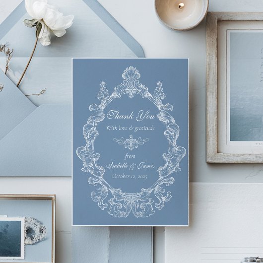 Baroque Vintage Damask Wedding Dankeskarte