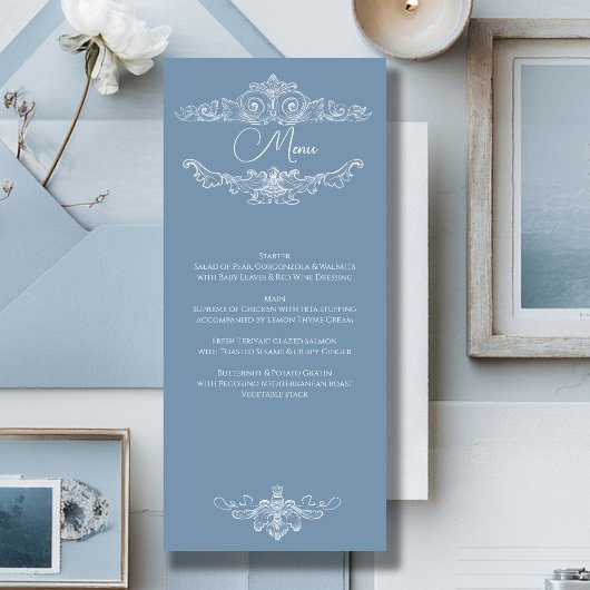 Baroque Vintage Damask Wedding Menükarte