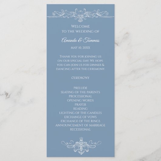 Baroque Vintage Damask Wedding Programm (Vorderseite)