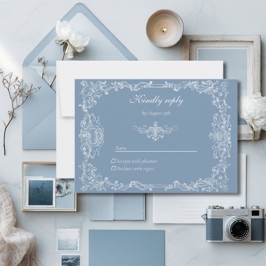 Baroque Vintage Damask Wedding Response Card RSVP Karte