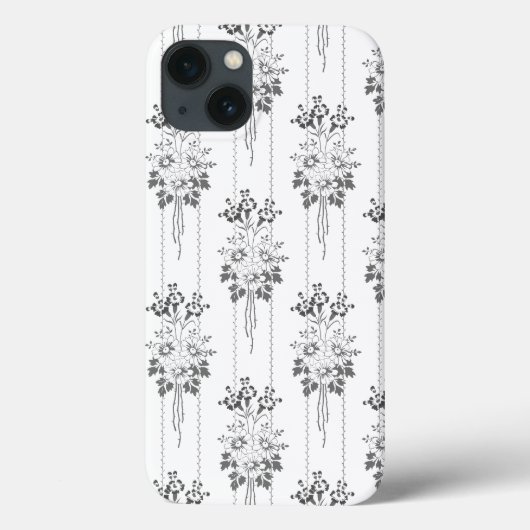Baroque Wallpaper Flower bouquet grey Case-Mate iPhone Hülle (Rückseite)