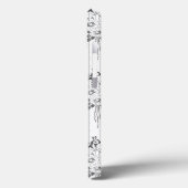 Baroque Wallpaper Flower bouquet grey Case-Mate iPhone Hülle (Rückseite / Links)