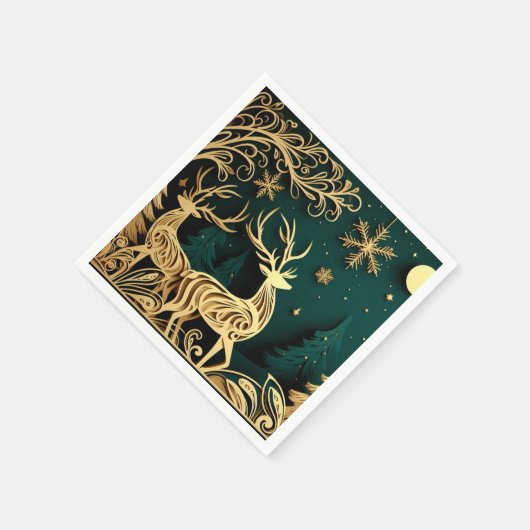 Baroque Winter Stags Serviette (Ecke)