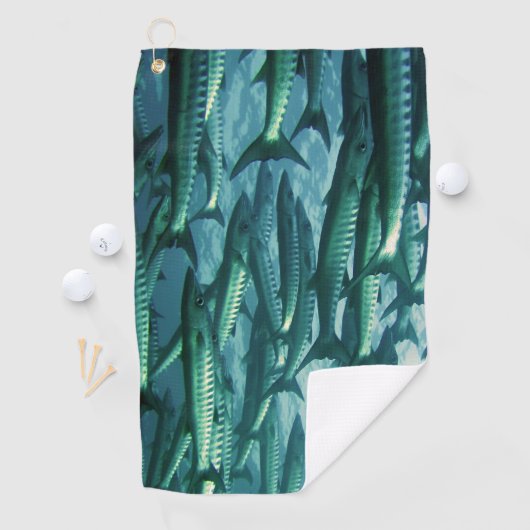 Barracuda-Fisch-Camouflage Golfhandtuch (Insitu)