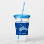 Barracuda Fisch hungriger Cartoon Acryltrinkbecher (Rückseite)