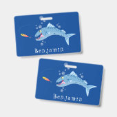Barracuda Fisch hungriger Cartoon Ausweis (Front & Back)