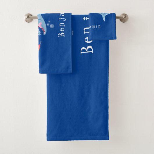 Barracuda Fisch hungriger Cartoon Badhandtuch Set (Insitu)