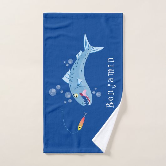 Barracuda Fisch hungriger Cartoon Badhandtuch Set (Handtuch)