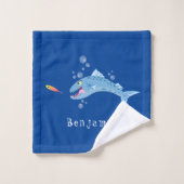 Barracuda Fisch hungriger Cartoon Badhandtuch Set (Waschlappen)
