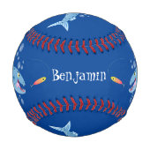 Barracuda Fisch hungriger Cartoon Baseball (Rückseite)
