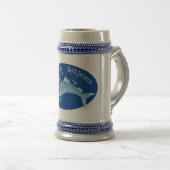 Barracuda Fisch hungriger Cartoon Bierglas (VorderseiteRechts)