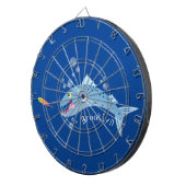 Barracuda Fisch hungriger Cartoon Dartscheibe (Vorderseite rechts)