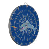 Barracuda Fisch hungriger Cartoon Dartscheibe (Vorderseite Links)