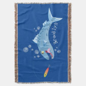 Barracuda Fisch hungriger Cartoon Decke (Vorderseite Vertikal)