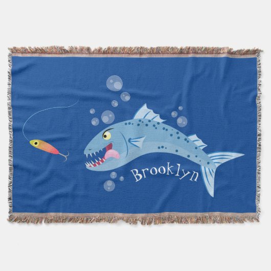 Barracuda Fisch hungriger Cartoon Decke (Vorderseite)