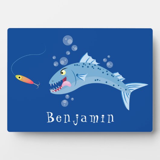 Barracuda Fisch hungriger Cartoon Fotoplatte (Vorderseite)