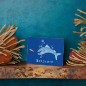 Barracuda Fisch hungriger Cartoon Fotoplatte (Seite)