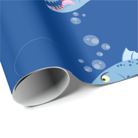 Barracuda Fisch hungriger Cartoon Geschenkpapier (Rolleneckpunkt)