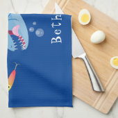 Barracuda Fisch hungriger Cartoon Geschirrtuch (Viertel Falte)