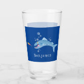 Barracuda Fisch hungriger Cartoon Glas (Rückseite)