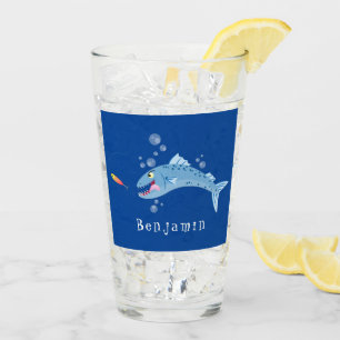 Barracuda Fisch hungriger Cartoon Glas