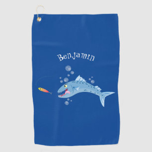 Barracuda Fisch hungriger Cartoon Golfhandtuch