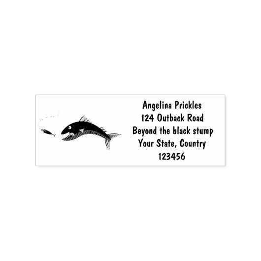 Barracuda Fisch hungriger Cartoon Gummistempel (Prägung)