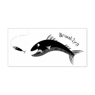 Barracuda Fisch hungriger Cartoon Gummistempel