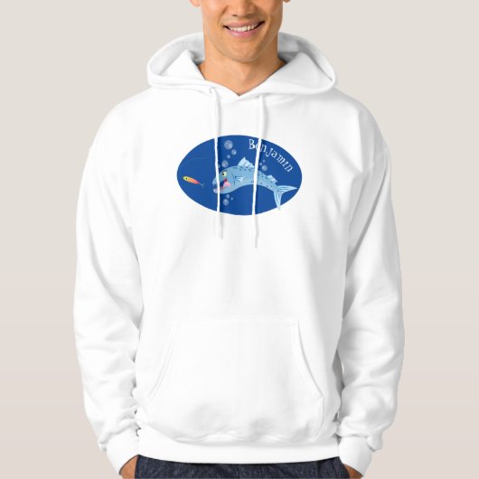 Barracuda Fisch hungriger Cartoon Hoodie (Vorderseite)