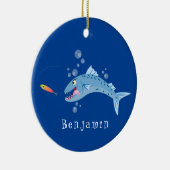 Barracuda Fisch hungriger Cartoon Keramik Ornament (Rechts)