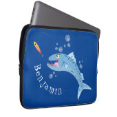 Barracuda Fisch hungriger Cartoon Laptopschutzhülle (Vorne Rechts)