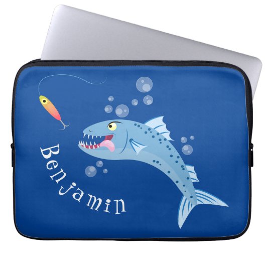 Barracuda Fisch hungriger Cartoon Laptopschutzhülle (Vorderseite)