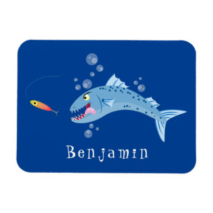 Barracuda Fisch hungriger Cartoon Magnet