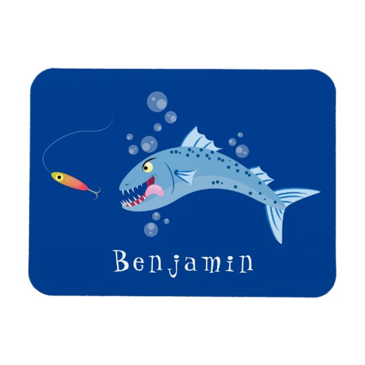 Barracuda Fisch hungriger Cartoon Magnet (Horizontal)