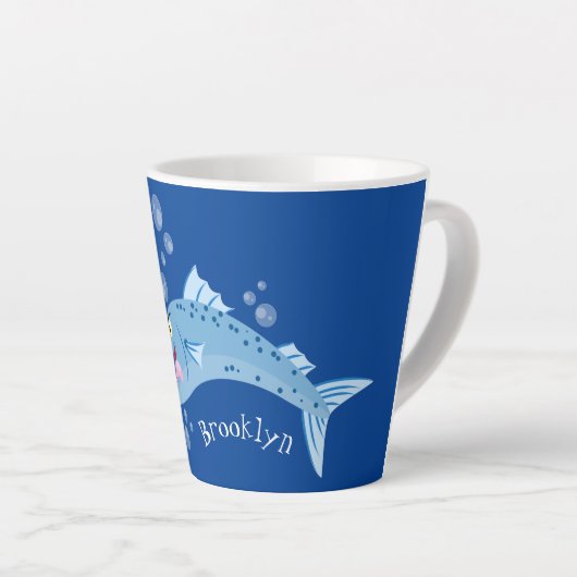 Barracuda Fisch hungriger Cartoon Milchtasse (Rechte Ecke)