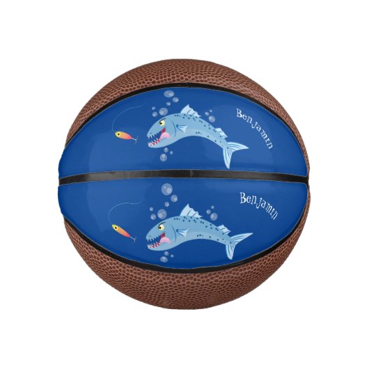 Barracuda Fisch hungriger Cartoon Mini Basketball (Vorderseite)