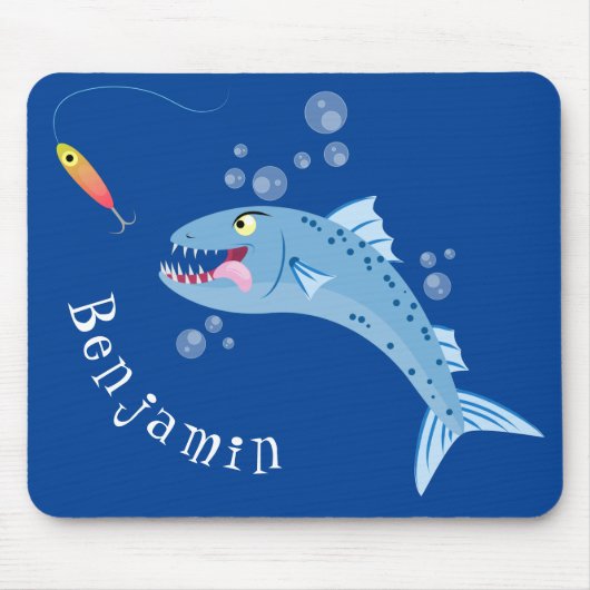 Barracuda Fisch hungriger Cartoon Mousepad (Vorne)